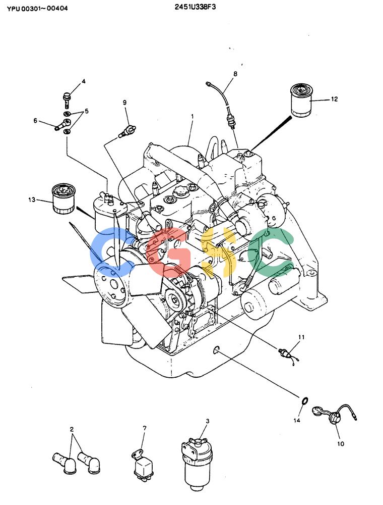神钢零件查询(MD140C) - EXCAVATOR BTW YPU0301 - YPU0500 (1/80-12/06) (05-002) - ENGINE ASSY P/N 2451U338F3 Kobelco