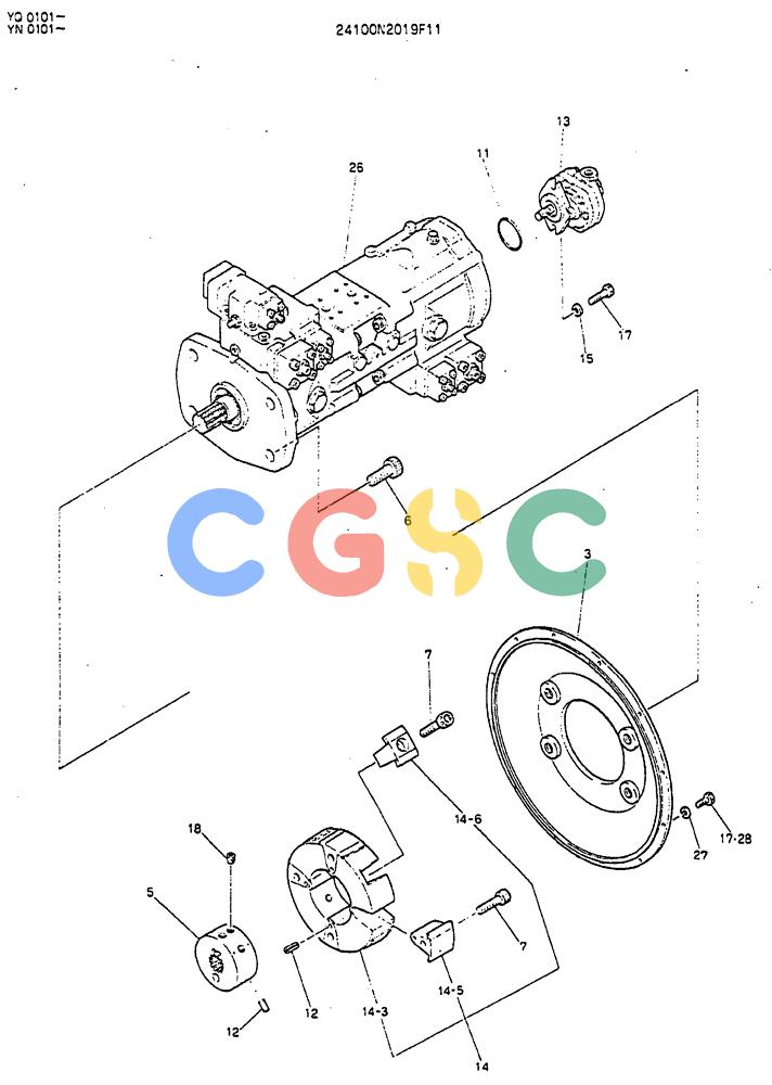神钢零件查询(MD200BLC) - EXCAVATOR BTW YQ0101 - YQ0564 (1/80-12/06) (05-003) - PUMP ASSY, CONNECT Kobelco