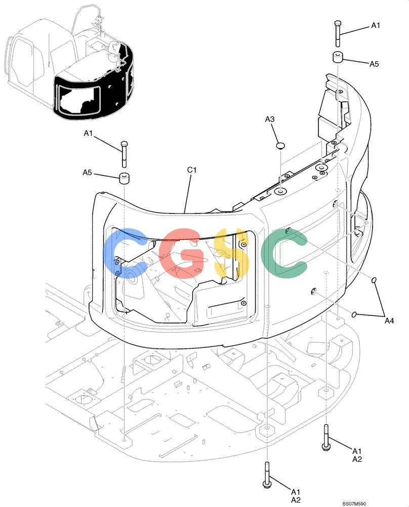 纽荷兰零件查询(E135B) - CRAWLER EXCAVATOR TIER 3 - ASN YH05-07001 (N8TA13006) (1/08-) (02-02[01]) - COUNTERWEIGHT INSTALLATION (YY60C00056F1), PART 1 OF 2 New Holland Constructuion