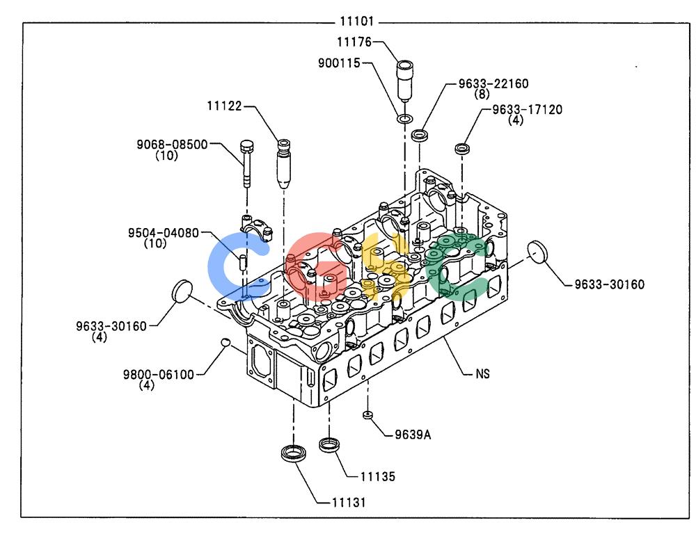 神钢零件查询(200-8) - EXCAVATOR S/N YN11-45001 - (1/06-12/09) (ENG-01-1) - CYLINDER HEAD Kobelco
