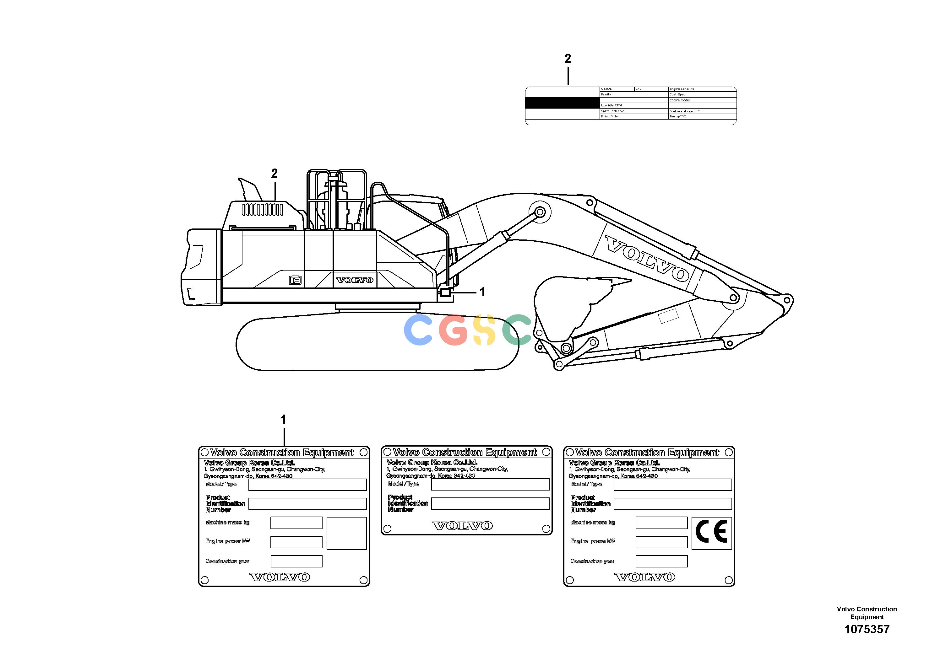 沃尔沃零件查询EC350E Product identification plateS/N 310001- NoneNoneNoneAutodata Volvo online