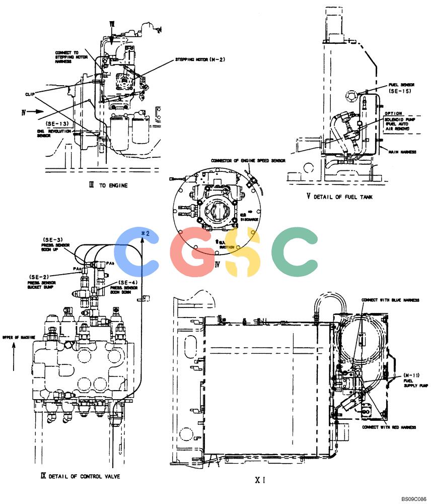 神钢零件查询(BOOM) - ATTACHMENT, (2-PIECE BOOM) SK135SR-1E, SK135SRLC-1E, SK135SRLC-1ES (11/01-12/10) (06-017[04]) - UPPER HARNESS ASSEMBLY, (2-PIECE BOOM), (YY13E00009F6), PAGE 4 OF 9 Kobelco