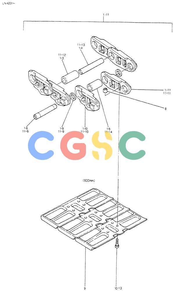 神钢零件查询(K907CLC) - EXCAVATOR BTW YG0101 - YG0500 (1/85-12/03) (07-001) - INSTAL, CRAWLER TRACK Kobelco