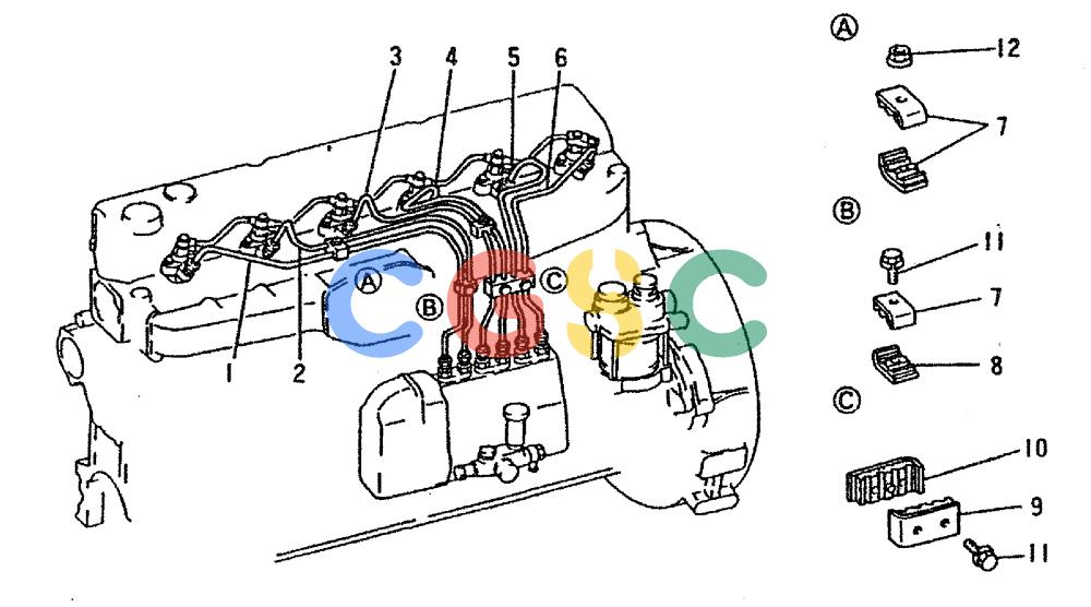 神钢零件查询(6D16-T) - MITSUBISHI DIESEL ENGINE - K909LC & MD240BLC (1/87-12/06) (03-013) - FUEL INJECTION PIPE Kobelco