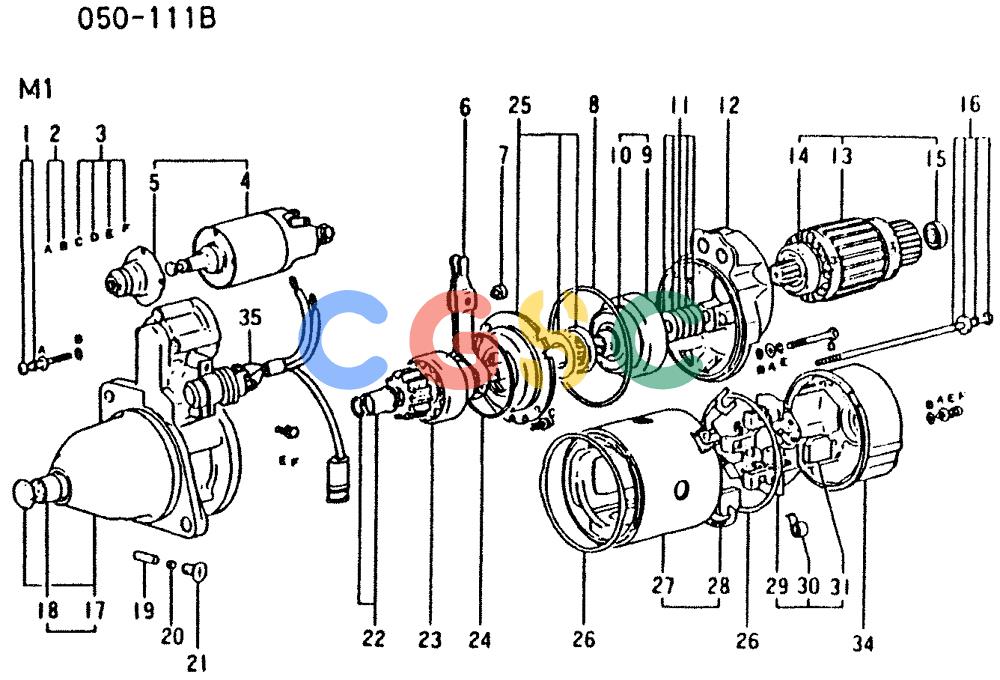 神钢零件查询(6D16-T) - MITSUBISHI DIESEL ENGINE - K909 II & K909LC II EXCAVATORS (1/87-12/06) (03-005) - STARTER (INNER PARTS) Kobelco