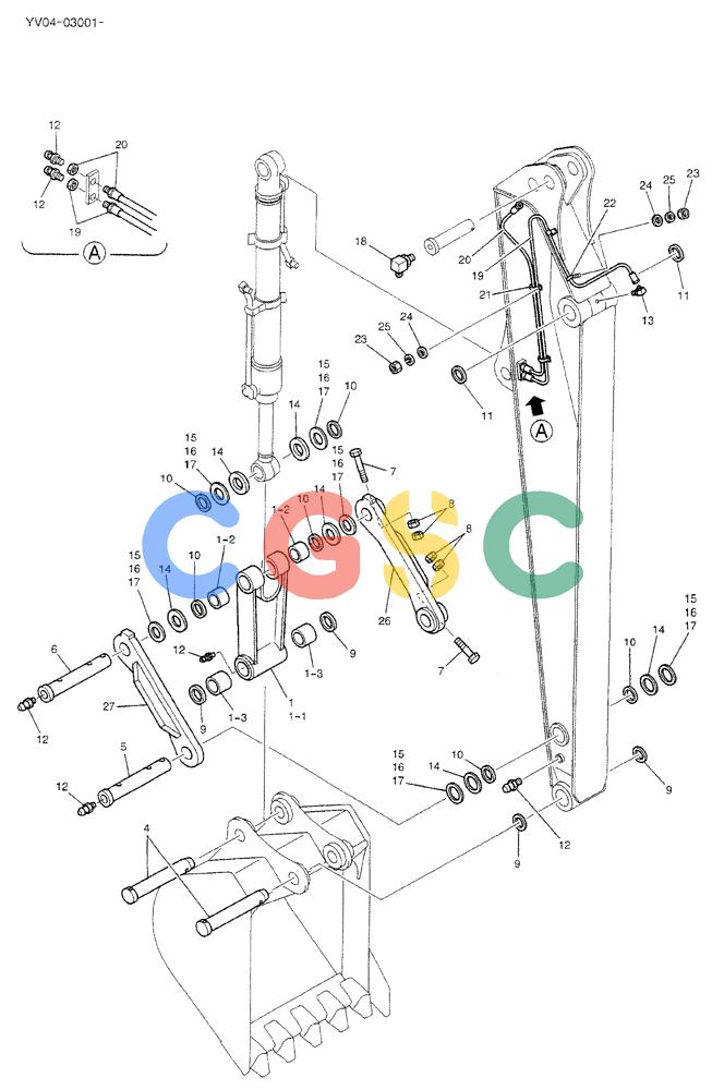 神钢零件查询(BREAKER) - ATTACHMENT (N&B) - SK115SR & SK135SR - ASN YV04, YY04, YH04-03001 (9/04-) (02-019) - ARM GROUP, LONG 2.7M (NIBBLER & BREAKER) Kobelco