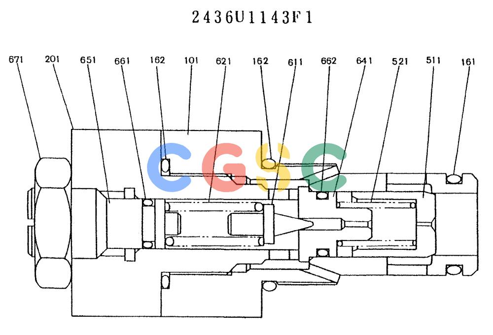 神钢零件查询(K907LC) - MARK II EXCAVATOR ASN YQ0565 (GLOBAL) (1/87-12/03) (11-018) - VALVE ASSY, RELIEF (2436R1143F1) Kobelco