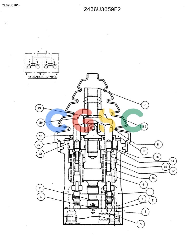 神钢零件查询(ED190LC) - BLADE RUNNER EXCAVATOR/DOZER BTW YL02U0101 - YL03U0135 (1/02-12/06) (06-004) - DOZER PILOT VALVE ASSY Kobelco