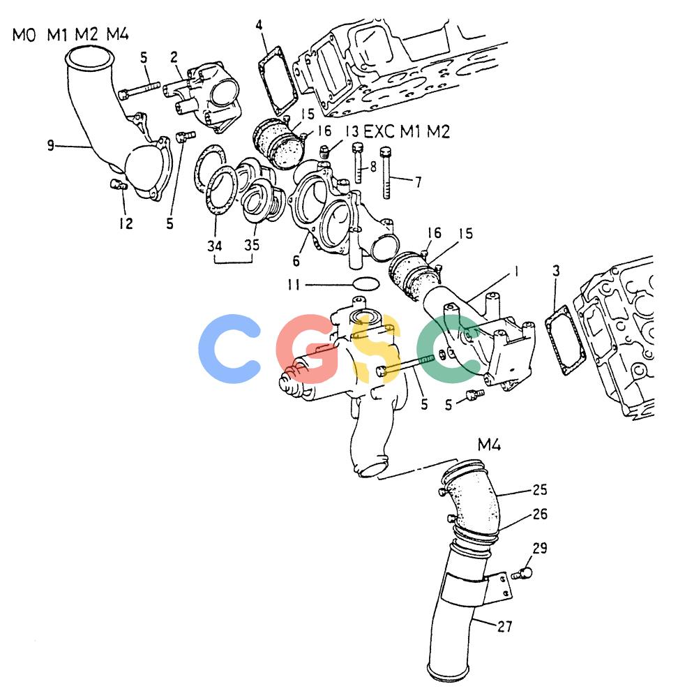 神钢零件查询(8DC9-T) - MITSUBISHI DIESEL ENGINE - K914 & K975 (1/79-12/06) (02-003) - WATER PIPE & THERMOSTAT Kobelco