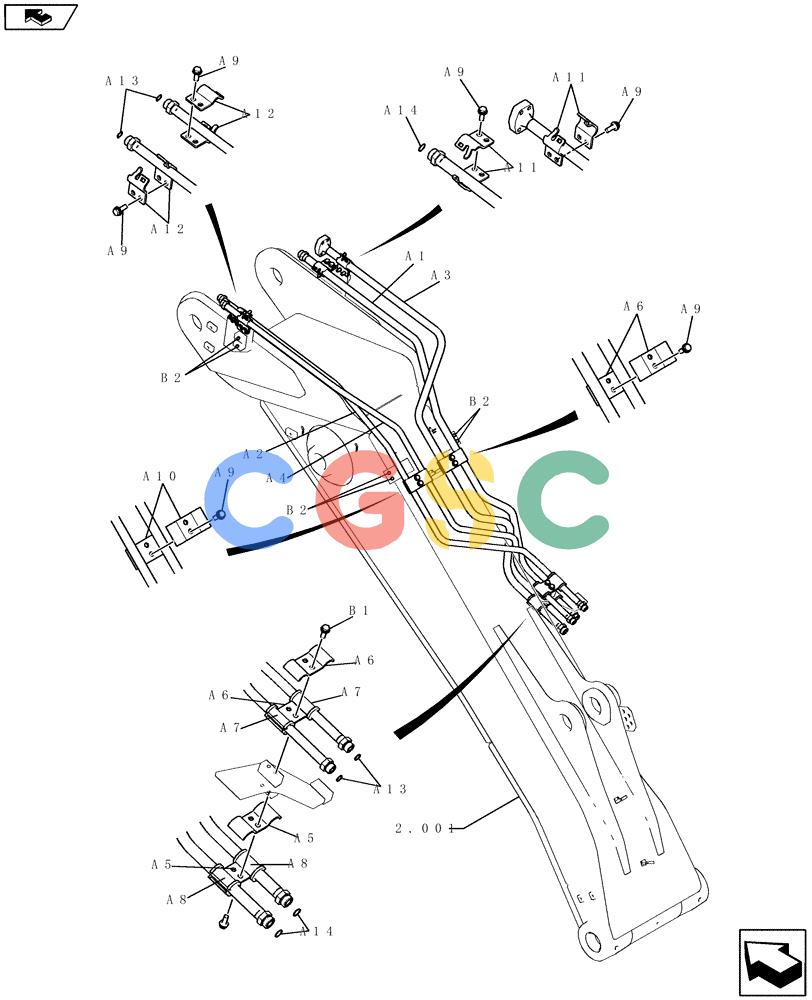 纽荷兰零件查询(E235BSR) - CRAWLER EXCAVATOR (5/07-) (2.031[01]) - BOOM PIPING - 2-PIECE BOOM New Holland Constructuion