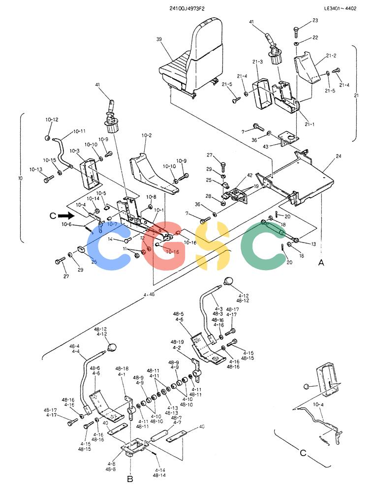 神钢零件查询(K903B) - EXCAVATOR ASN LE3401 (1/85-12/03) (03-010[02]) - CONTROL ASSY (DOZER) (FOR EXPORT) P/N 24100J4973F2 Kobelco