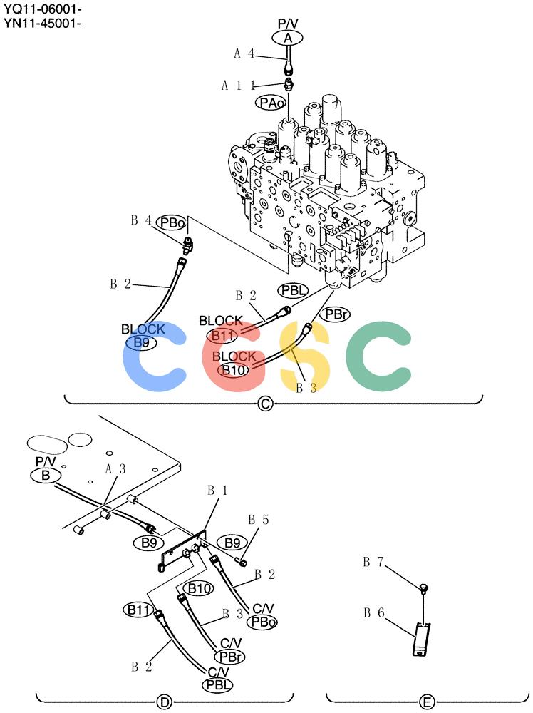 神钢零件查询(200-8) - EXCAVATOR S/N YN11-45001 - (1/06-12/09) (160-60-2) - CONTROL LINES, REMOTE (NIBBLER & BREAKER) Kobelco