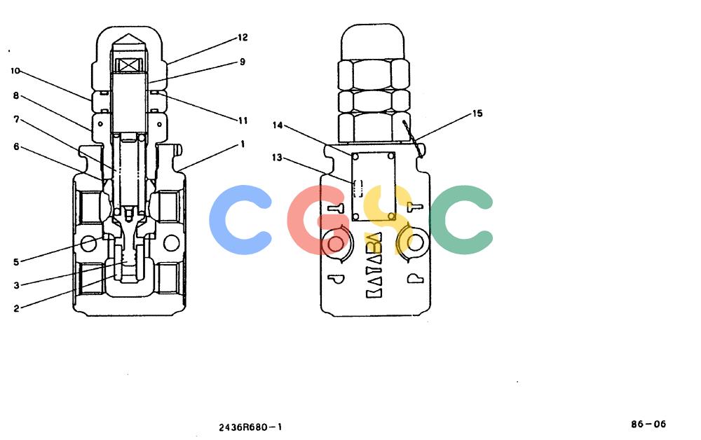 神钢零件查询(MD240BLC) - EXCAVATOR BTW LLU0001 - LLU0300 (1/80-12/06) (11-001) - VALVE ASSY, RELIEF 2436R680F1, F2 Kobelco