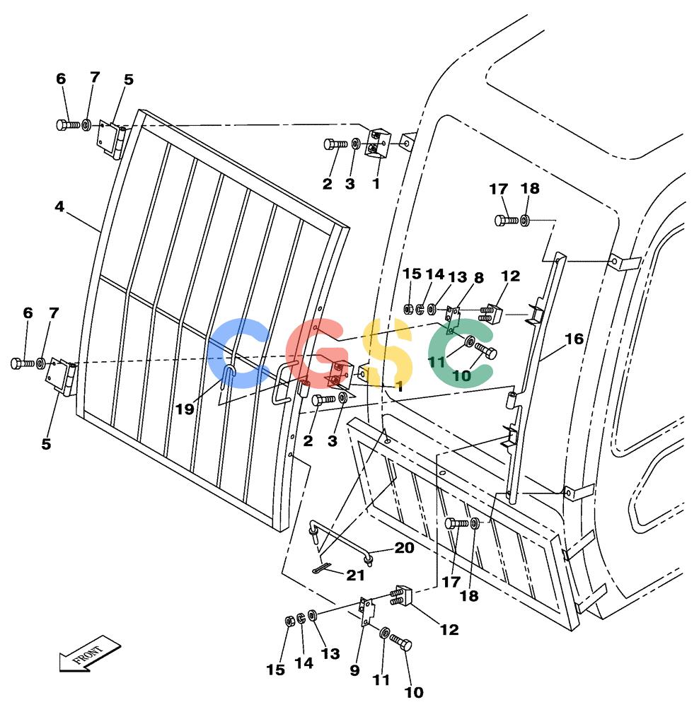 纽荷兰零件查询(E805) - CRAWLER EXCAVATOR TIER 3 (7/06-) (09-047-00[01]) - CAB GUARD - WINDSHIELD, UPPER (STONE) New Holland Constructuion