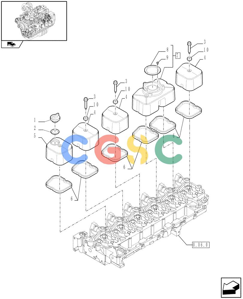 神钢零件查询(F4GE9684B J604) - ENGINE - 504360953 - 84152355 (1/08-12/10) (0.06.3) - CYLINDER HEAD COVERS (2854233) Kobelco