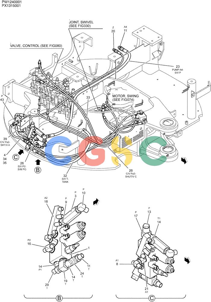 纽荷兰零件查询(E35SR) - COMPACT CRAWLER EXCAVATOR ASN PX13-15001 (N6TN61732) (NA) (1/06-) (05-007[02]) - CONTROL LINES, REMOTE (COOLER) New Holland Constructuion