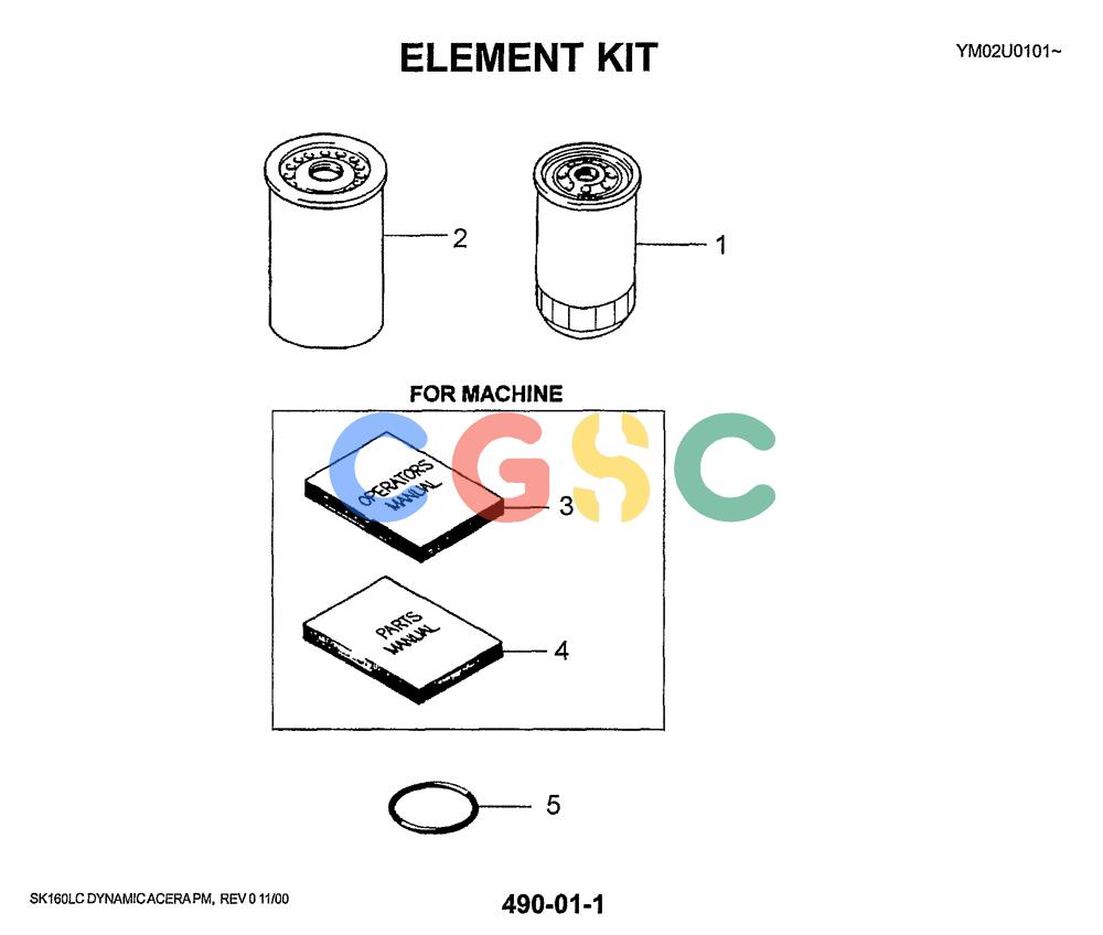 神钢零件查询(SK160LC) - DYNAMIC ACERA EXCAVATOR 11/2000 ASN YM02U0101 (11/00-12/02) (04-002) - ELEMENT KIT Kobelco