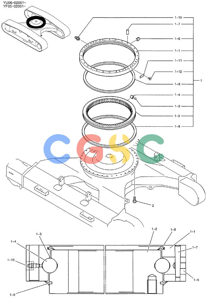 纽荷兰零件查询(E235BSRNLC) - CRAWLER EXCAVATOR ASN YU05-02001 (02-004) - RING ASSY, SLEWING New Holland Constructuion