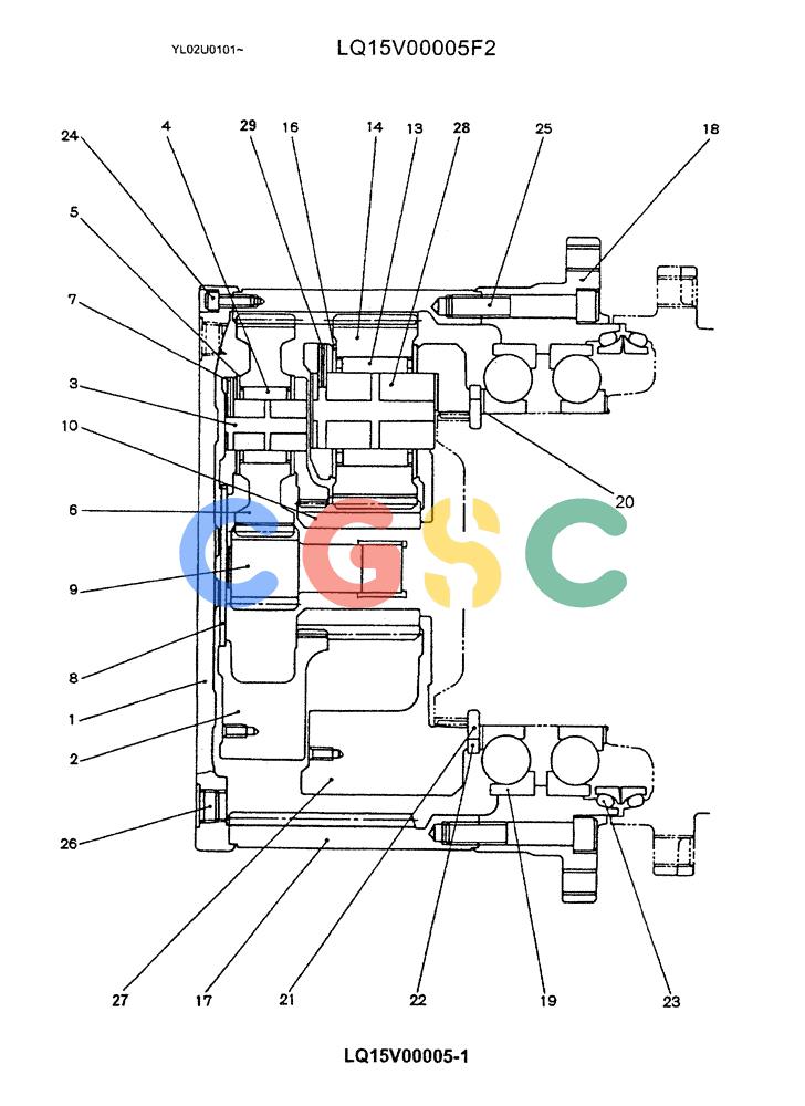 神钢零件查询(ED190LC) - BLADE RUNNER EXCAVATOR/DOZER BTW YL02U0101 - YL03U0135 (1/02-12/06) (06-011) - REDUCTION UNIT (PROPELLING) Kobelco