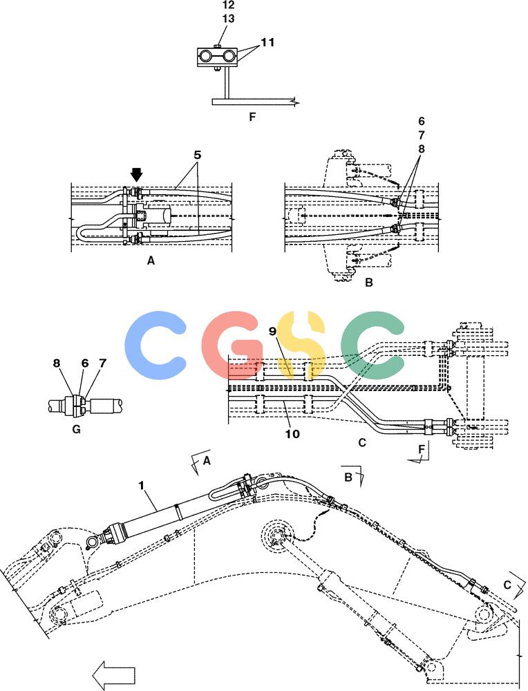 纽荷兰零件查询(E805) - CRAWLER EXCAVATOR (1/05-) (08-077-03[01]) - HYDRAULICS CYLINDER, ARM New Holland Constructuion