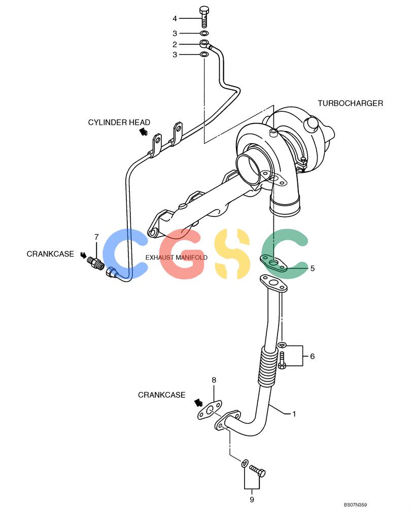 纽荷兰零件查询(E135B) - CRAWLER EXCAVATOR TIER 3 - ASN YH05-07001 (N8TA13006) (1/08-) (09-19[00]) - TURBOCHARGER PIPING & CONNECTIONS New Holland Constructuion