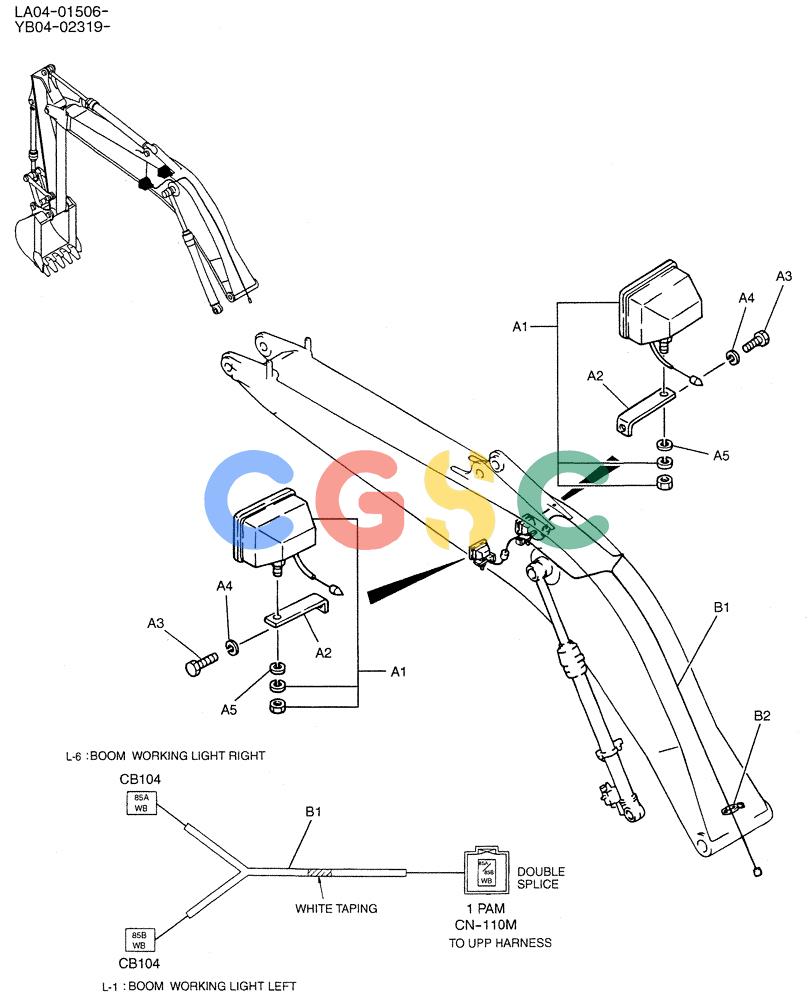 纽荷兰零件查询(E200SRLC) - CRAWLER EXCAVATOR BTW LA04-01506 - LA04-01625 (03-005) - LIGHT INSTAL (BOOM) New Holland Constructuion