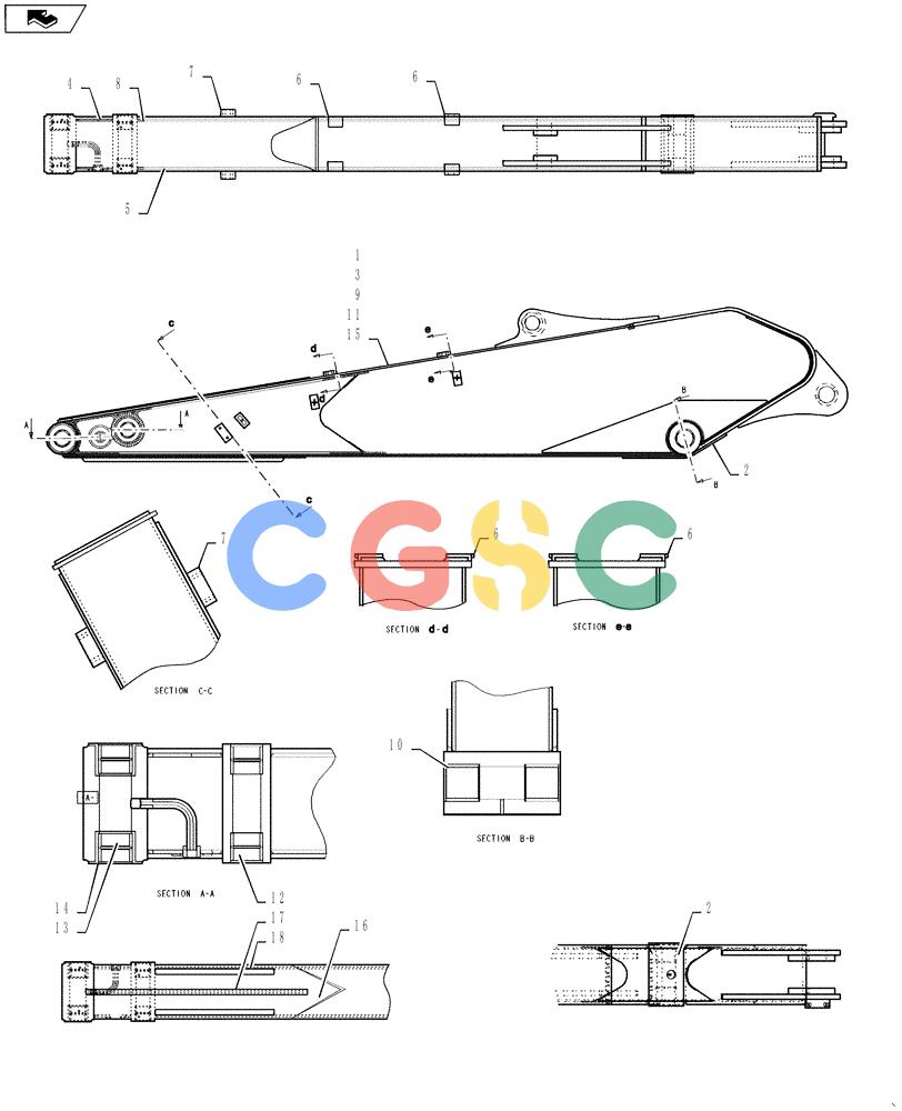 神钢零件查询(SK170 ACERA M-9) - CRAWLER EXCAVATOR - TIER 3 NON-REGULATED (1/12-12/13) (84.912.AA[03]) - ARM, ASSY (3.1M) Kobelco
