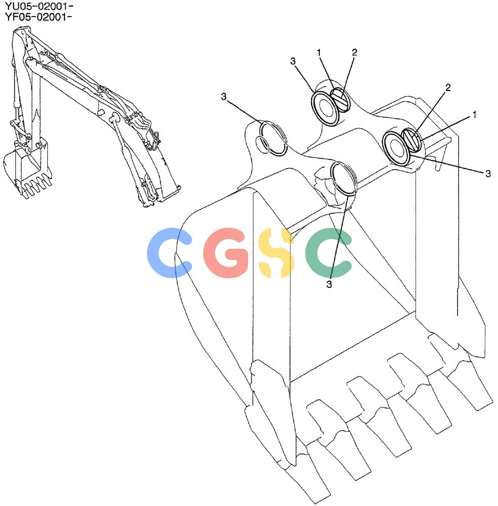 纽荷兰零件查询(E235BSRNLC) - CRAWLER EXCAVATOR ASN YU05-02001 (03-009) - BUCKET INSTAL New Holland Constructuion