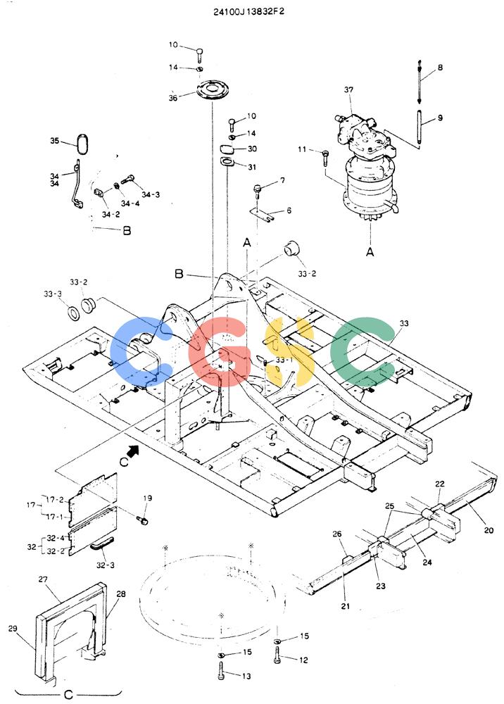 神钢零件查询(MD200C) - EXCAVATOR BTW YQU0701 - YQU2000 (1/80-12/06) (01-001) - FRAME ASSY. UPP Kobelco