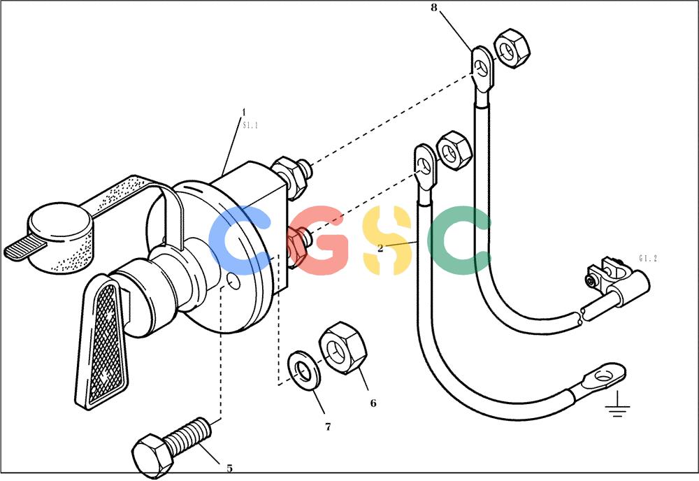 纽荷兰零件查询(EC240) - CRAWLER EXCAVATOR (5/00-) (31.300[001]) - BATTERY INSTALL.MATERIAL SWITCH (S/N 724002-UP) New Holland Constructuion