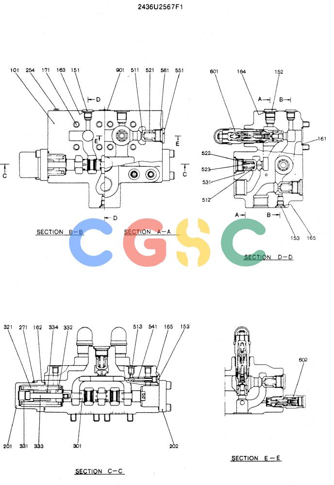 神钢零件查询(MD240C) - EXCAVATOR ASN LLU00601 (1/80-12/06) (13-005) - VALVE ASSY, CONTROL (SWING) Kobelco