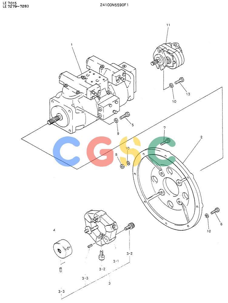 神钢零件查询(K903) - MARK II EXCAVATOR BTW LE6601 - LE7871 (1/88-12/03) (05-004) - PUMP ASSY, CONNECT, P/N-24100N5590F1 Kobelco