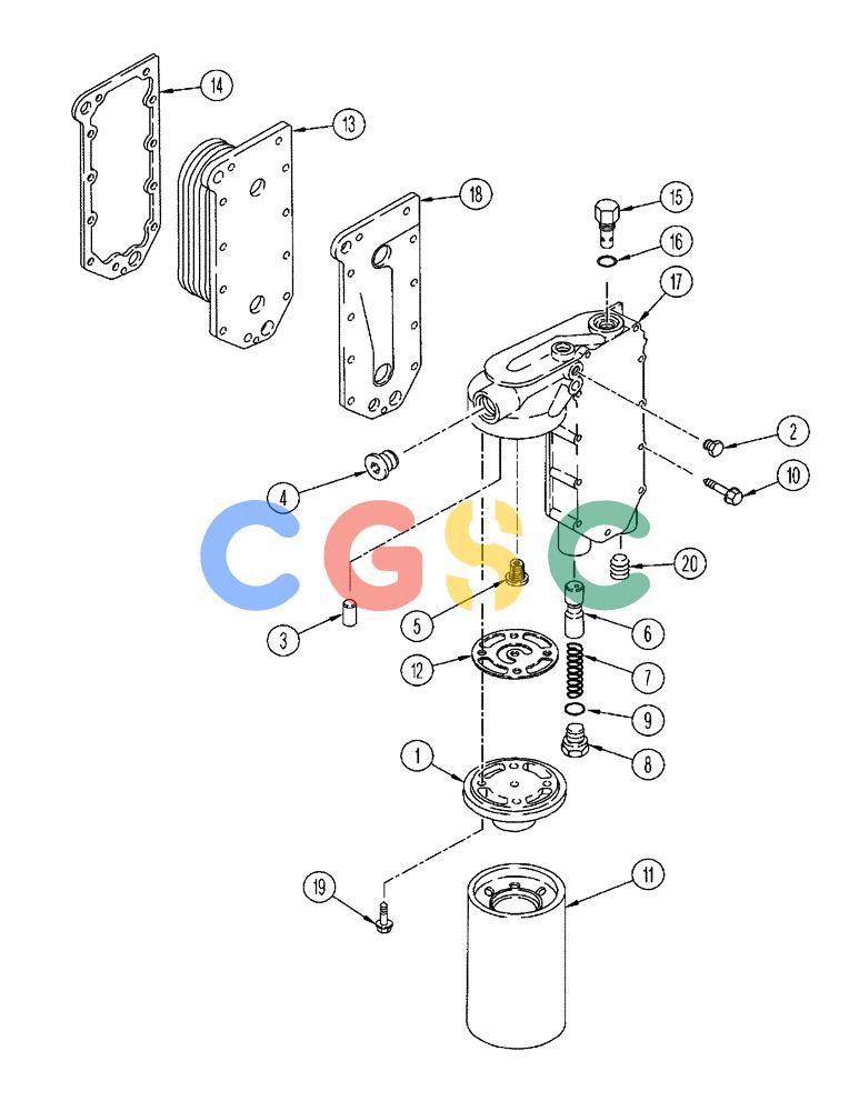 凯斯零件查询(FLX3300B) - FLOATER - 2002 (9/02-10/03) (02-032) - OIL FILTER AND COOLER Case Agriculture