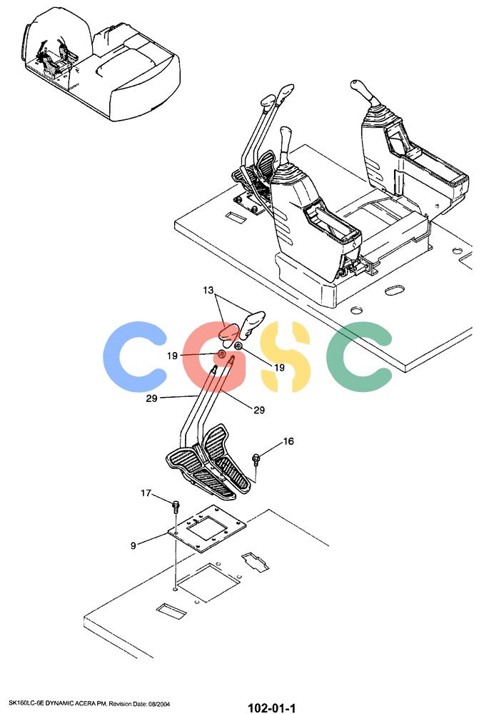 神钢零件查询(SK160LC-6E) - DYNAMIC ACERA EXCAVATOR 08/2004 ASN YM03U0523 (8/04-12/07) (01-024[01]) - CONTROLS, OPERATORS Kobelco