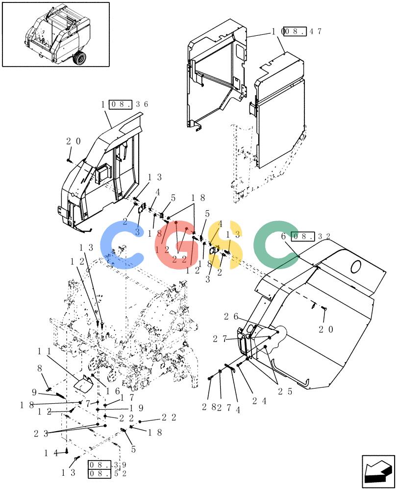 凯斯零件查询(RBX462) - CASE IH ROUND BALER (1/03-7/05) (08.12) - SHIELDS, EUROPE & R.O.W. Case Agriculture