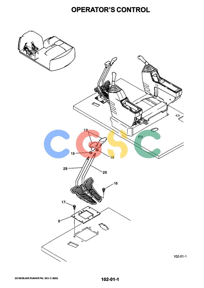 神钢零件查询(ED190LC-6E) - BLADE RUNNER EXCAVATOR/DOZER BTW YL03U0136 - YL03U0292 (1/05-12/06) (01-027[01]) - OPERATOR'S CONTROL Kobelco