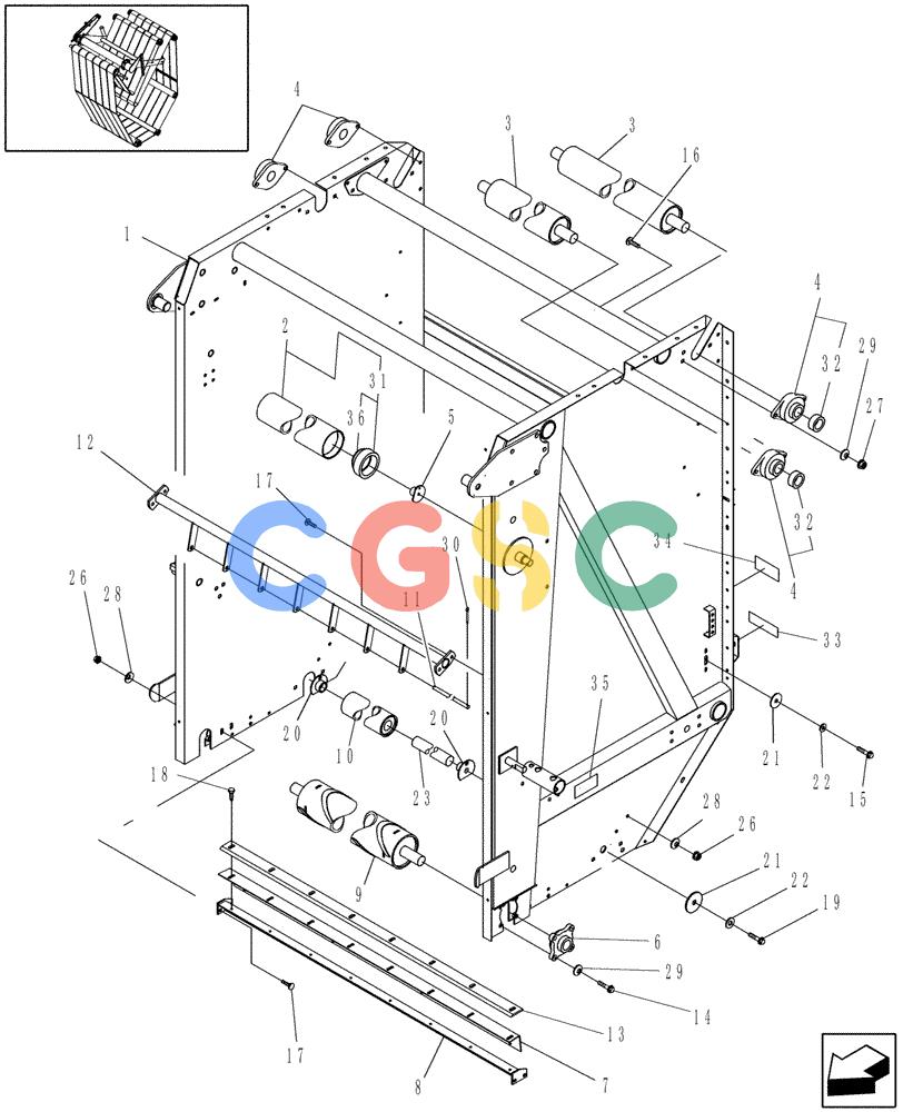 凯斯零件查询(RBX462) - CASE IH ROUND BALER (1/03-7/05) (14.44[1]) - TAILGATE & LOOP ROLL, PRIOR TO P.I.N. HBJ00068079 Case Agriculture
