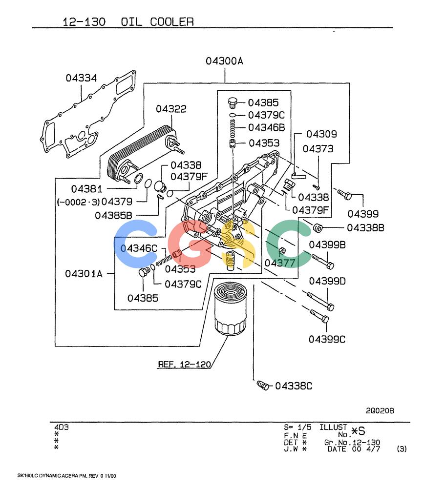 神钢零件查询(SK160LC) - DYNAMIC ACERA EXCAVATOR 11/2000 ASN YM02U0101 (11/00-12/02) (09-017) - OIL COOLER Kobelco