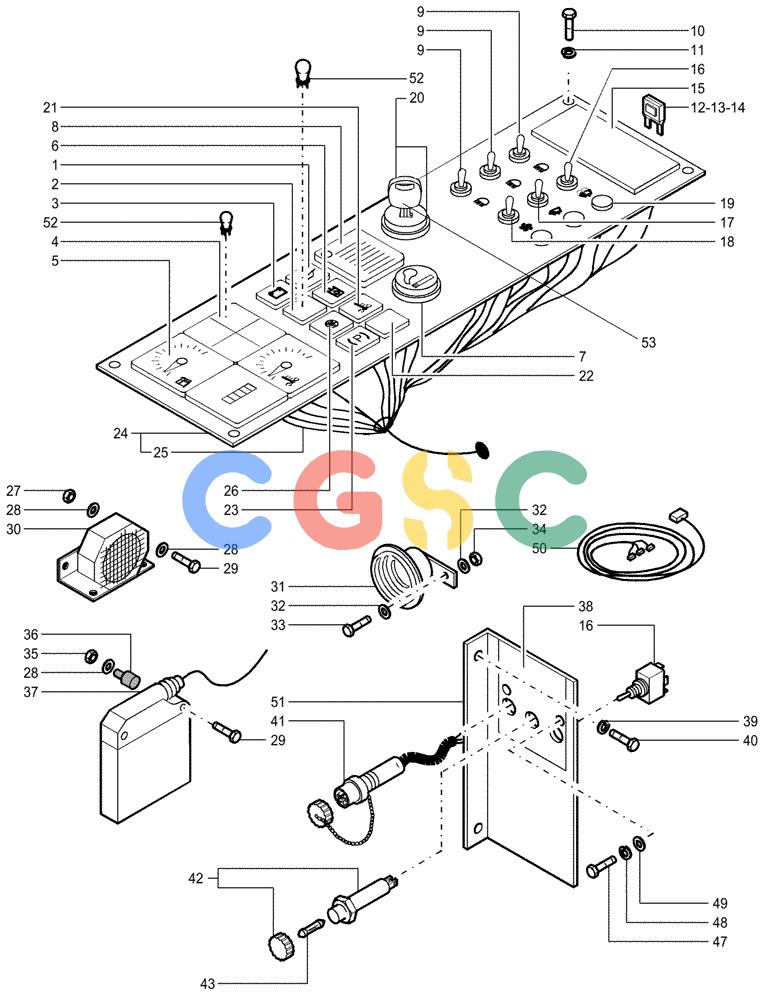 纽荷兰零件查询(FD80) - CRAWLER DOZER (1/98-) (6.712[01A]) - ELECTRIC COMPONENTS - DASHBOARD New Holland Constructuion