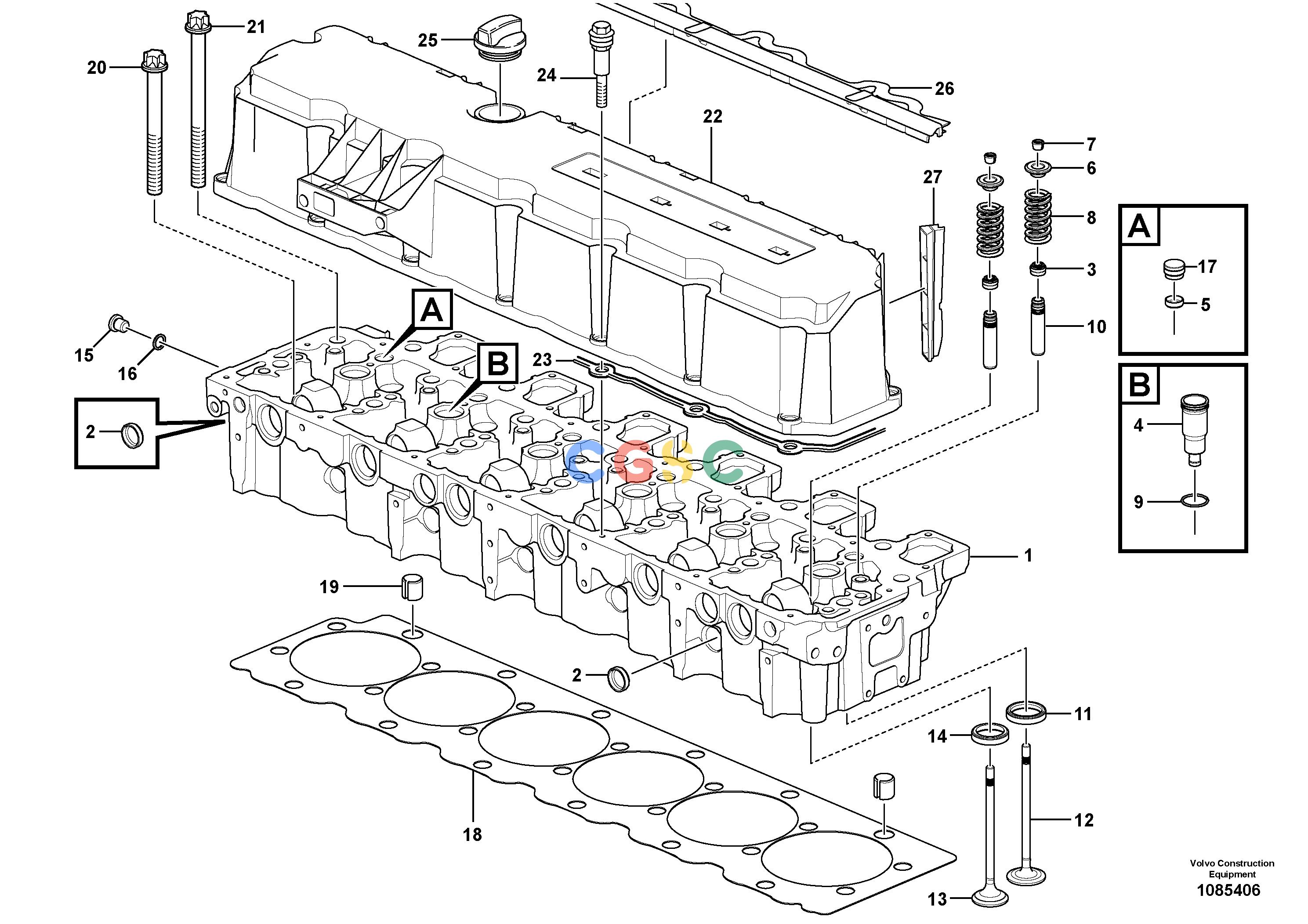 沃尔沃零件查询G900C Cylinder head with fitting partsG930C/940C/946C/960C S/N 583002 - 586015 NoneNoneNoneAutodata Volvo online