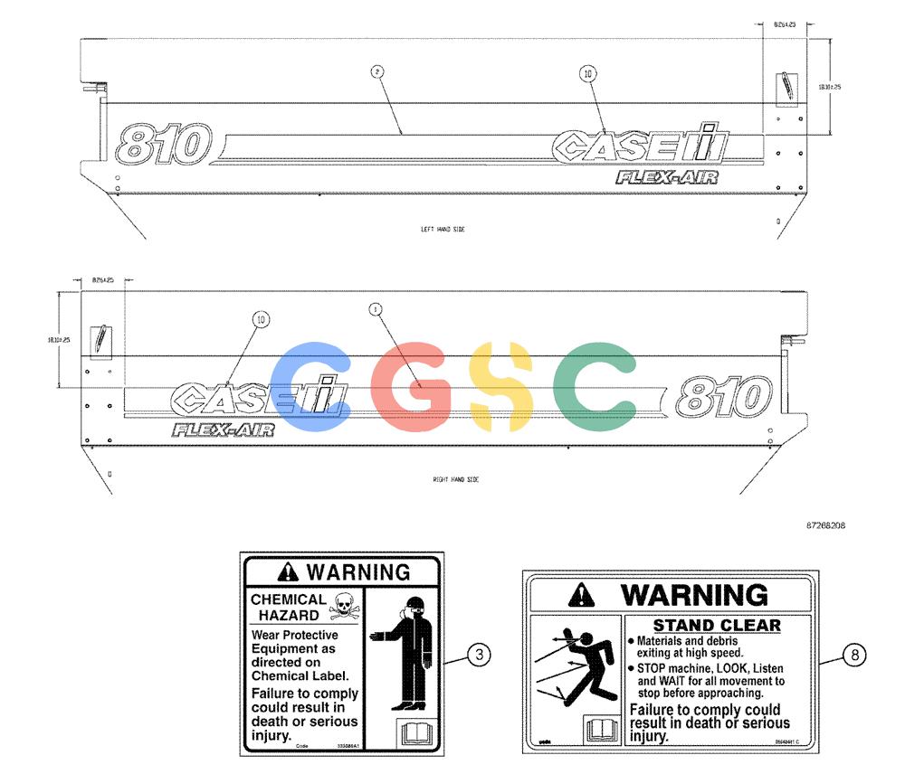 凯斯零件查询(810) - FLEX-AIR APPLICATOR - 2009 (9/09-12/11) (14-004[01]) - DECAL GROUP, FLEX-AIR® MAIN Case Agriculture