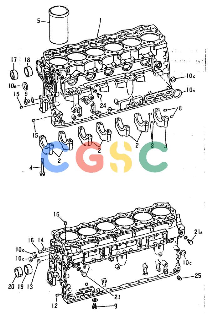 神钢零件查询(6D16-T) - MITSUBISHI DIESEL ENGINE - K909LC & MD240BLC (1/87-12/06) (08-002) - CYLINDER BLOCK REPAIR KIT Kobelco