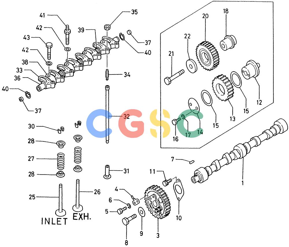 神钢零件查询(K903C) - EXCAVATOR ASN LE5701 (1/87-12/03) (01-008) - VALVE MECHANISM ( CAM SHAFT, IDLE GEAR, ROCKER ARM) Kobelco