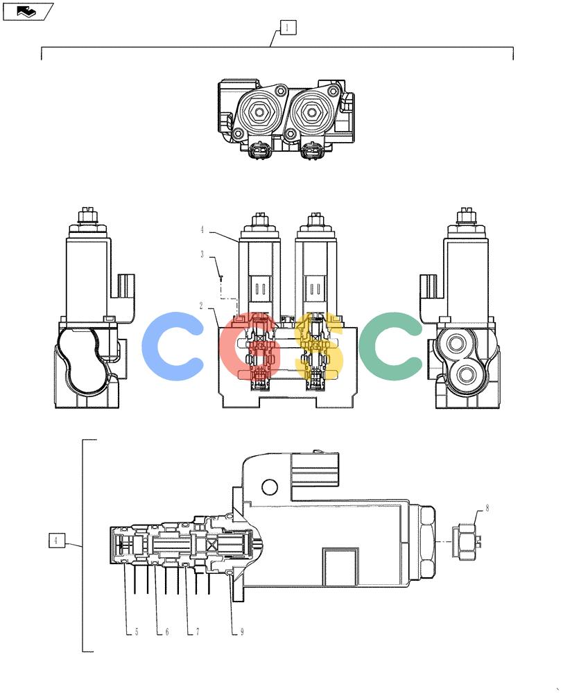 神钢零件查询(SK170 ACERA M-9) - CRAWLER EXCAVATOR - TIER 3 NON-REGULATED (1/12-12/13) (88.100.03[06]) - SOLENOID VALVE, ASSY (ROTATION) Kobelco