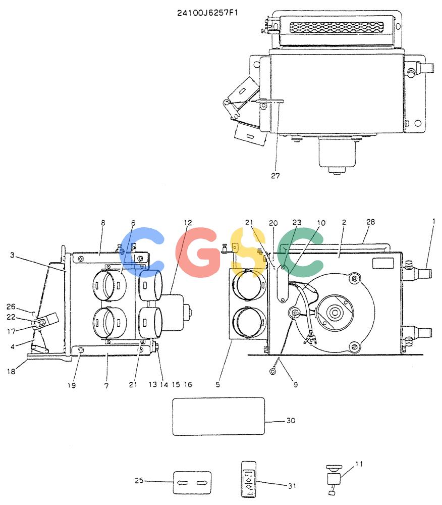 神钢零件查询(K907LC) - MARK II EXCAVATOR BTW YQU0001 - YQU0400 (1/87-12/03) (05-012) - HEATER ASSY Kobelco
