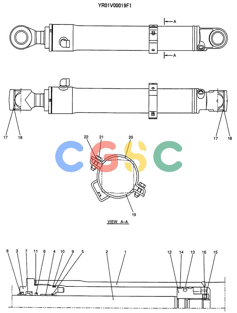 纽荷兰零件查询(E70SR) - MIDI CRAWLER EXCAVATOR ASN YT04-07175 (07-037) - CYLINDER ASSY, OFFSET (OFFSET BOOM) New Holland Constructuion