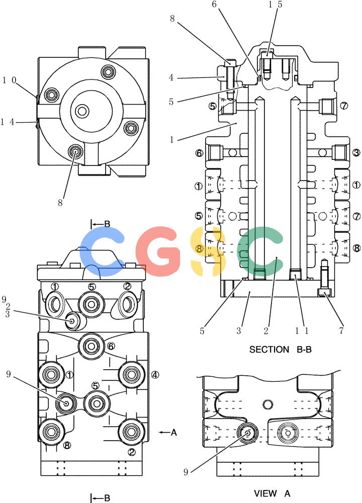 神钢零件查询(200-8) - EXCAVATOR S/N YN11-45001 - (1/06-12/09) (HC881-01-1) - VALVE ASSY, SELECTOR Kobelco