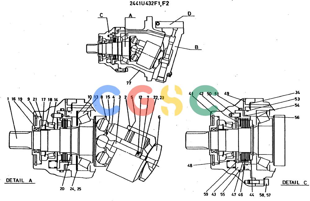 神钢零件查询(MD400LC) - EXCAVATOR BTW YS0101 - YS0200 (1/80-12/06) (09-051[01]) - MOTOR ASSY/ P.N. 2441U432F1-F2 Kobelco