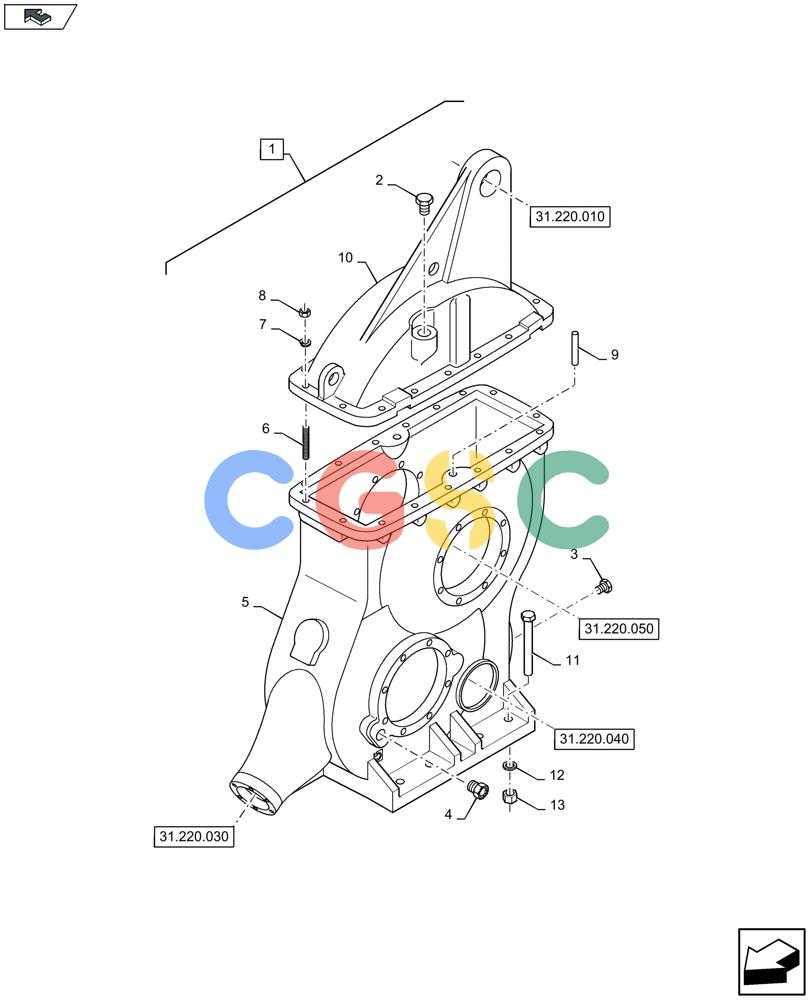 凯斯零件查询(LB334S) - BALER (9/12-) (31.220.020) - MAIN GEARBOX, HOUSING Case Agriculture