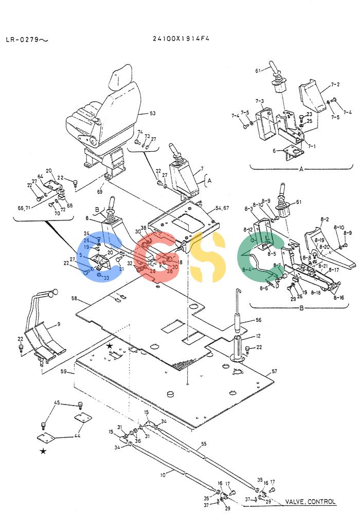 神钢零件查询(K914) - EXCAVATOR ASN LR-0143 (1/79-12/03) (03-002) - CONTROL ASSY (FOR AUSTRALIA WRIST CONTROL TYPE) Kobelco